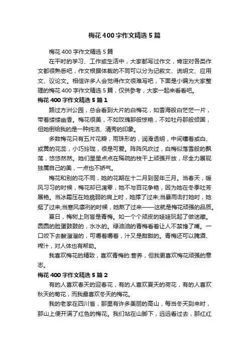 梅花400字作文精选5篇