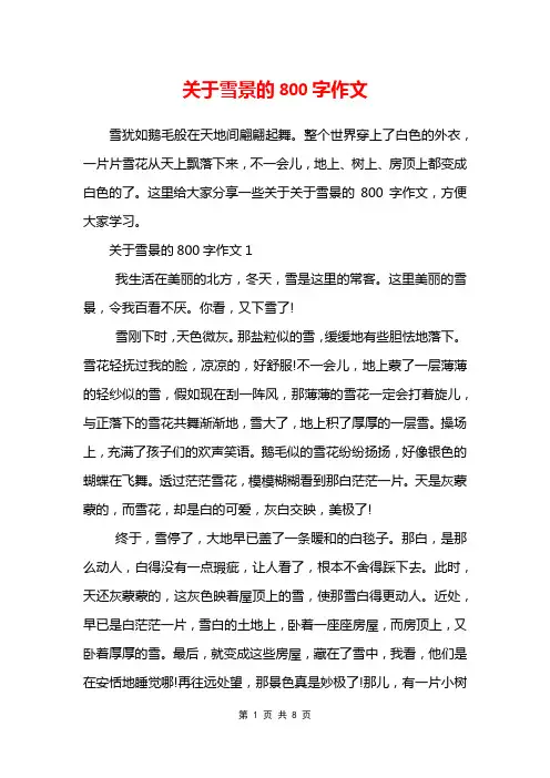 关于雪景的800字作文