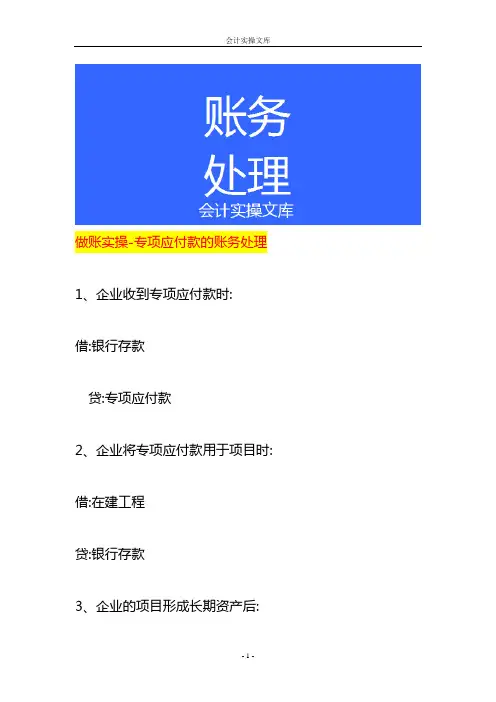 做账实操-专项应付款的账务处理