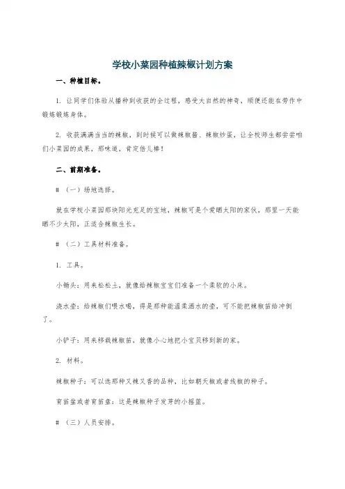 学校小菜园种植辣椒计划方案