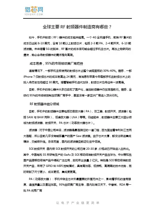 全球主要RF射频器件制造商有哪些？