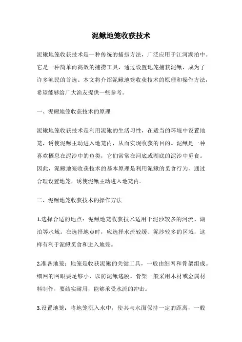 泥鳅地笼收获技术