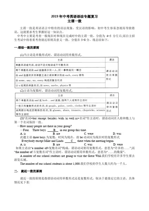 2019年中考英语语法专题复习