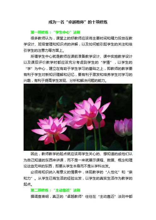 成为一名“卓越教师”的十项修炼