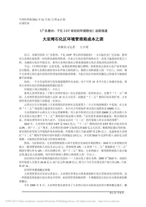 大亚湾石化区环境管理陷成本之困_王小明