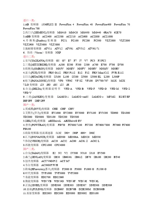 变频器型号