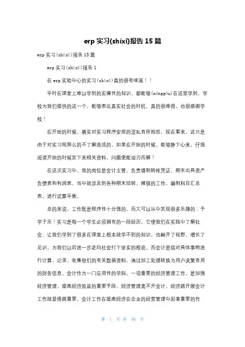 erp实习报告15篇