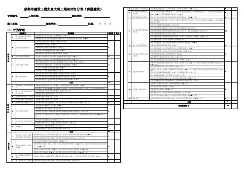 成都市建设工程安全文明工地初评打分表(房屋建筑)(2018版)