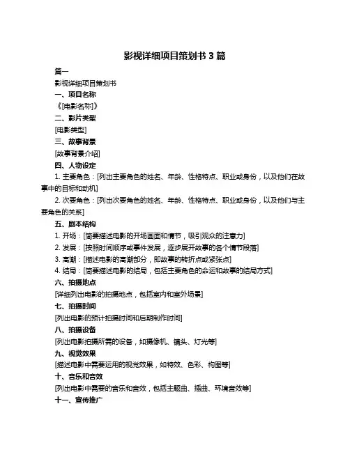 影视详细项目策划书3篇