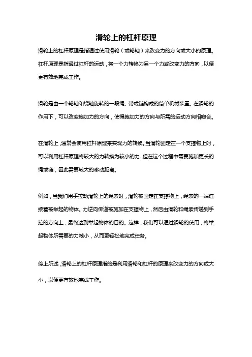 滑轮上的杠杆原理