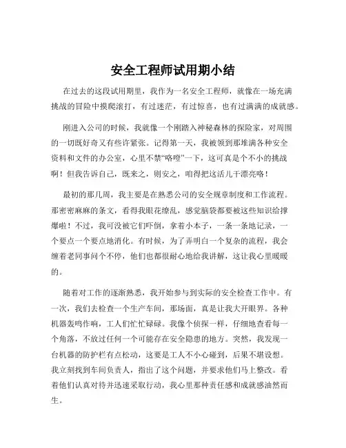 安全工程师试用期小结