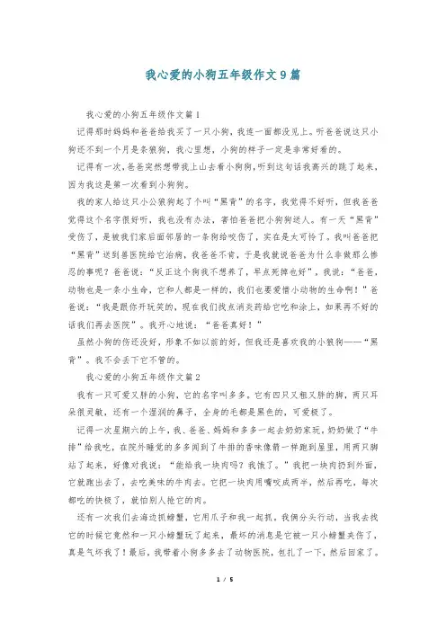 我心爱的小狗五年级作文9篇
