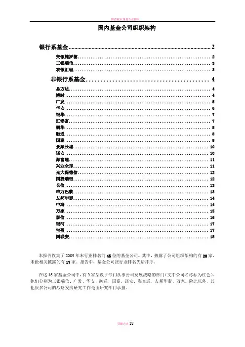 国内基金公司组织架构