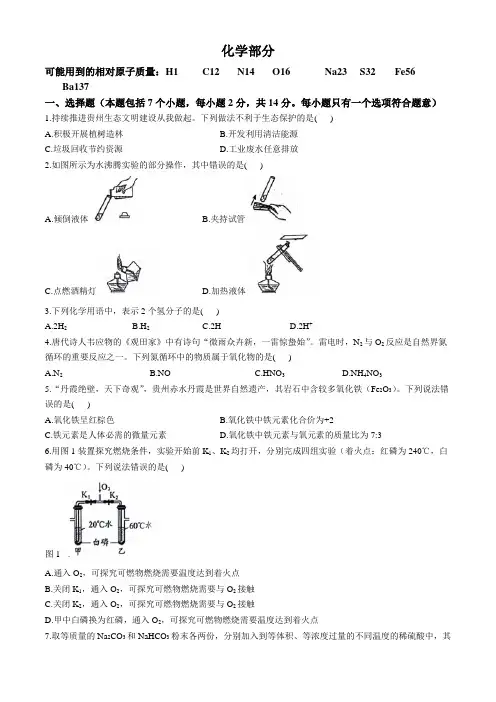 2024年贵州省贵阳市中考一模化学试题(含答案)