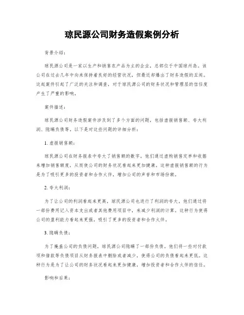 琼民源公司财务造假案例分析