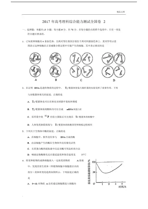 2017年全国高考理综试题及答案-全国卷2.docx