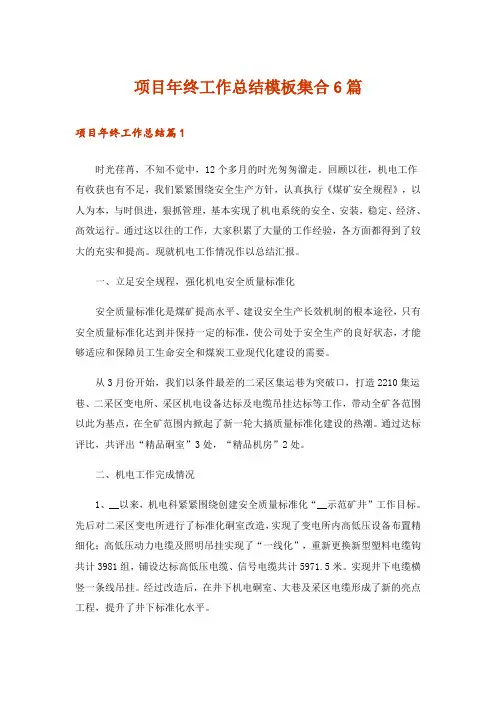项目年终工作总结模板集合6篇