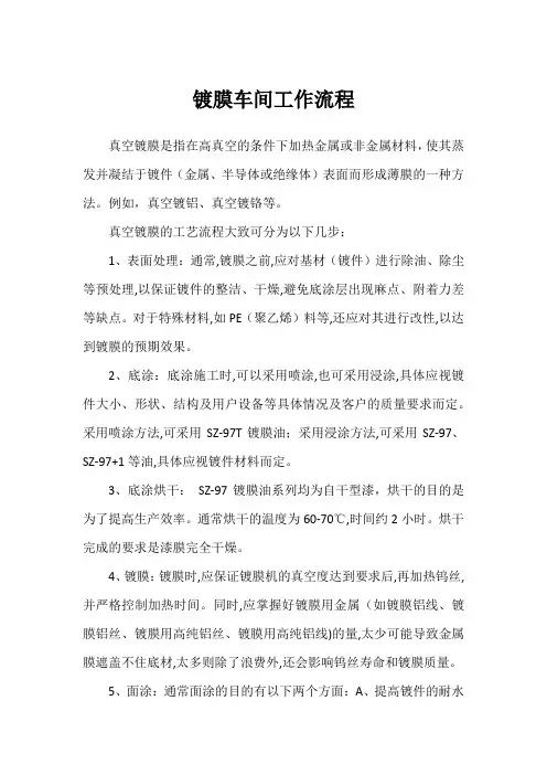 镀膜车间工作流程