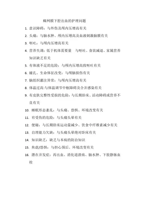 神经外科常见疾病护理诊断