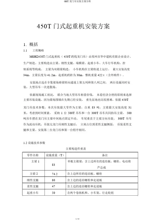 450T龙门吊安装方案解析