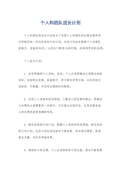个人和团队成长计划