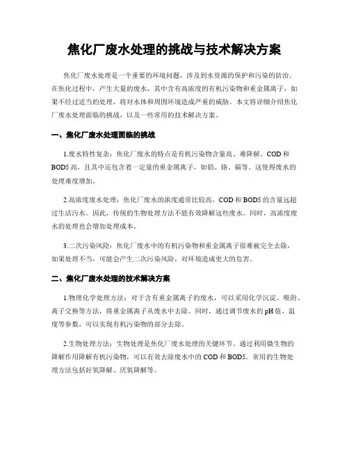 焦化厂废水处理的挑战与技术解决方案