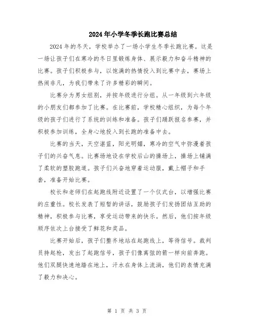 2024年小学冬季长跑比赛总结