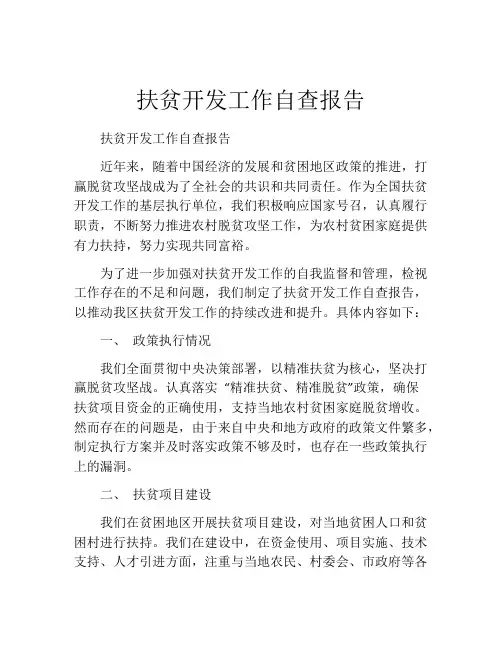 扶贫开发工作自查报告