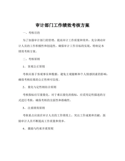 审计部门工作绩效考核方案