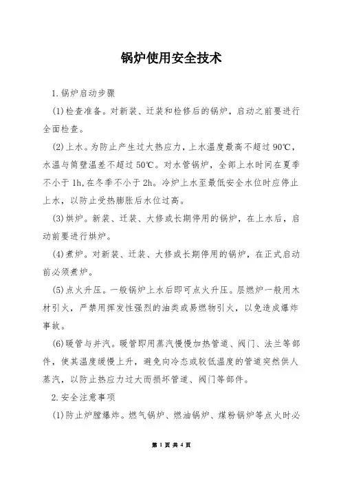 锅炉使用安全技术