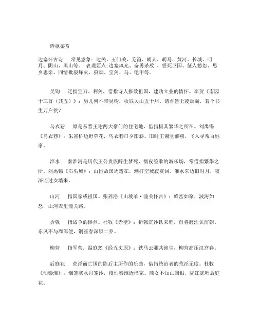边塞怀古诗常见意象