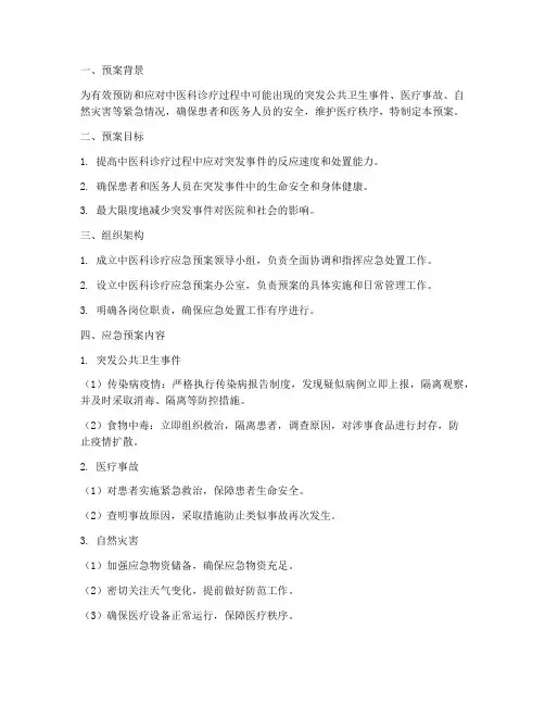 中医科诊疗应急预案