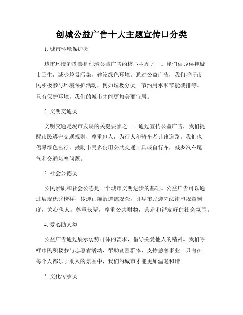 创城公益广告十大主题宣传口分类
