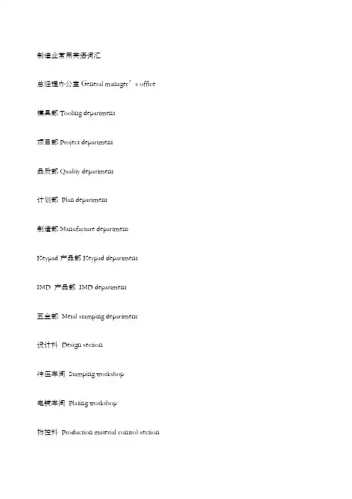 工厂常用英语