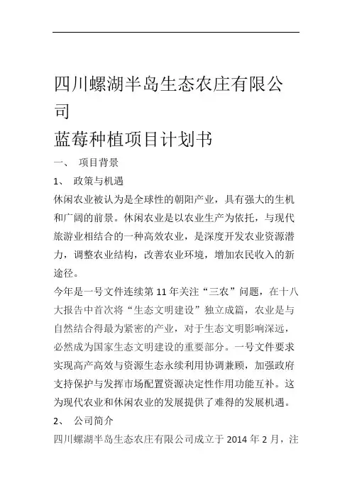 蓝莓种植项目计划书