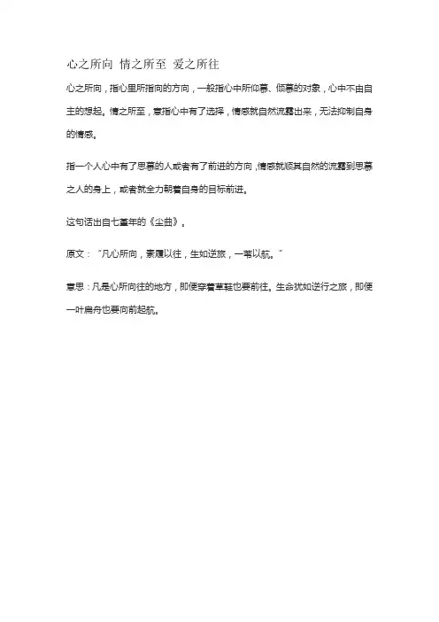 心之所向 情之所至 爱之所往
