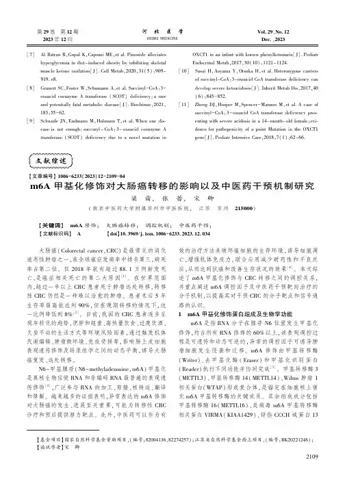 m6A_甲基化修饰对大肠癌转移的影响以及中医药干预机制研究