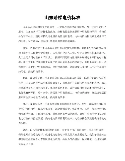山东阶梯电价标准