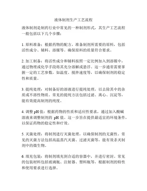 液体制剂生产工艺流程