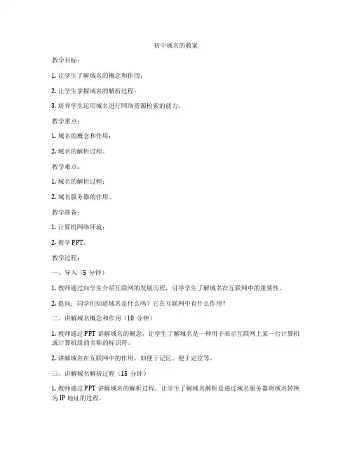 初中域名的教案