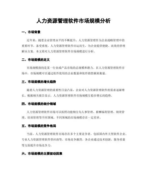 人力资源管理软件市场规模分析