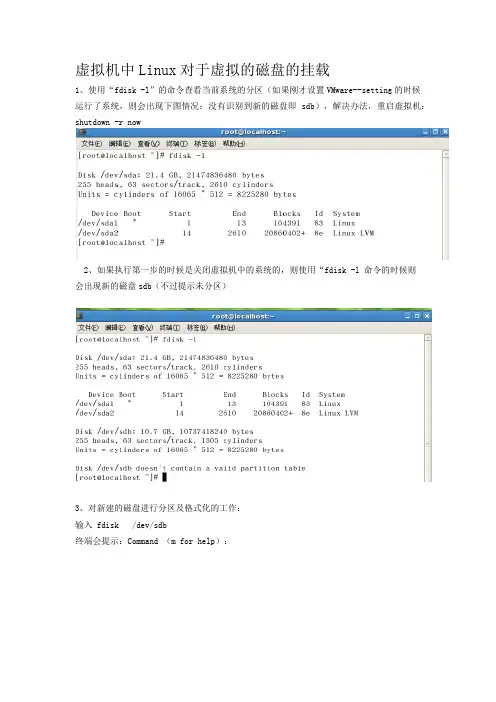 虚拟机中Linux对于虚拟的磁盘的挂载