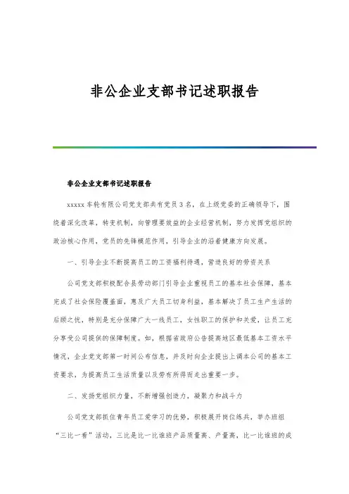 非公企业支部书记述职报告