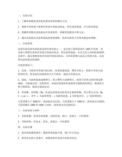 化原雷诺实验报告