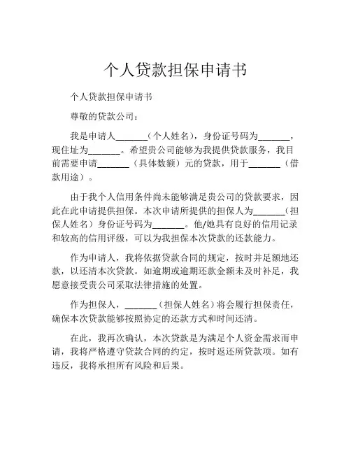 个人贷款担保申请书 (3)
