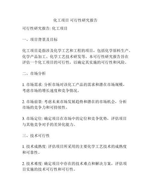 化工项目 可行性研究报告