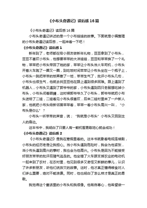 《小布头奇遇记》读后感16篇