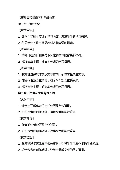 《在烈日和暴雨下》教案
