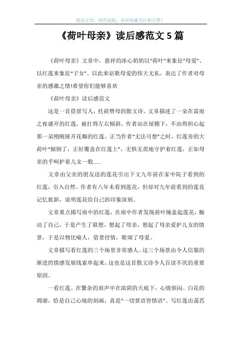 《荷叶母亲》读后感范文5篇