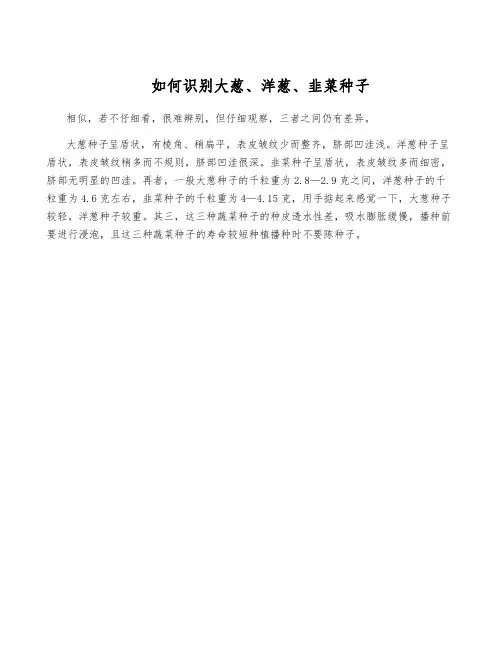 如何识别大葱、洋葱、韭菜种子